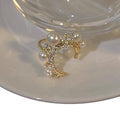 Silver Tone Crescent Moon Ring With Pearl Like Drops And Stars view 5