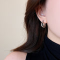 Silver Tone Double Loop Crossover Hoop Earrings Fashion Jewelry view 3