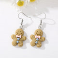 Silver Tone Colorful Gingerbread Figure Resin Hook Earrings view 8