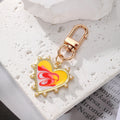 Gold Tone Pearl Heart Marbled Swirl Clip Keychains in Six Colors view 4