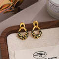 Gold Leopard Pattern Open C Hoop Earrings in Four Shapes view 2