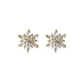 Gold Clear Crystal Snowflake Stud Earrings Marquise Burst view 5