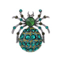 Aqua Silver Tone Spider Crystal Metal Brooch Pin for Jackets and Lapels view 1