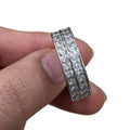 Silver Tone Double Row Square Crystal Band Ring Fashion Jewelry view 5