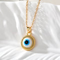 Gold Tone Round Evil Eye Cabochon Pendant Necklaces view 2