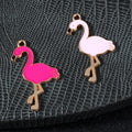 Enamel Flamingo Charm Pendant Gold-Tone Alloy Two Colors view 2