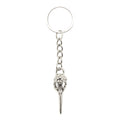 Silver Raven Bird Skull Metal Keychain Chain Split Ring view 5