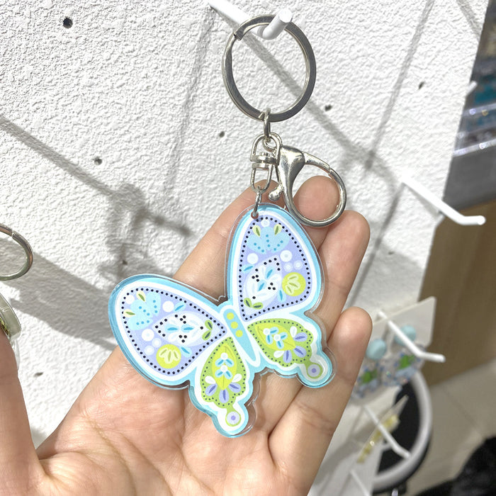 Colorful Acrylic Grandma Girl Butterfly and Heart Clip Keychains