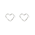 Silver Twisted Open Heart Huggie Hoop Earrings Outline view 5