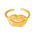 Open Lip Shaped Textured Adjustable Ring Titanium Steel view 5