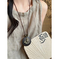 Long Cord Pendant Necklace in Four Wood and Metal Designs view 3
