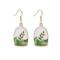 Gold Hook Enamel Plant Terrarium Dome Drop Earrings view 6