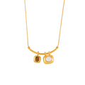 Gold Arc Bar Tiger Eye White Pine Dual Pendant Necklace view 5