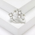 Circular Vine Brooch with Faux Pearl Accents Decorative Lapel Pin view 3