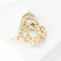 Open Heart Floral Crystal Brooch In Gold And Silver Tones view 4