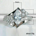 Marquise Clear Solitaire Round Side-Cluster Ring Silver Tone view 5