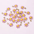 Tiny Enamel Daisy Metal Charms in Twelve Color Combinations view 3