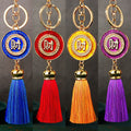 Crystal Round Fortune Plaque Tassel Keychains in Five Colors plus Assorted view 10
