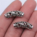 25x9mm 2.6g Antique Silver Zinc Alloy Hollow Curved Tube Loose Metal Beads for Bracelet Dreadlock Jewelry