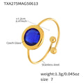 Gold Open Band Round Czech Glass Stone Rings Size Seven view 6