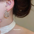 Pearl Filigree C Shaped Hoop Earrings Fashion Jewelry view 4