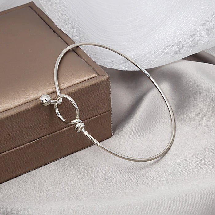 Silver Expandable Knot Wire Bangle Bracelet Ball End