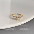 Gold-Tone Open Adjustable Heart Bow CZ Fashion Rings Set view 10