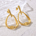 Gold Open Teardrop Geometric Drop Earrings Polished Finish view 2