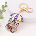 Rhinestone Bears Umbrella Keychain Gold Clasp Four Colors view 6