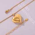 Gold Polished Puffy Heart Pendant Necklace Snake Chain view 4