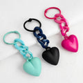 Puffy Heart Charm Keychain With Bow Detail And Colored Chain Strap view 2