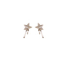 Silver Tone Shooting Star Stud Earrings Rhinestone Accents view 5