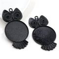 Large Owl Round Cabochon Pendant Bases in Bronze and Silver view 2