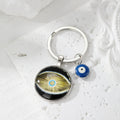 Evil Eye Glass Cabochon Keychain 9 Blue Eye Styles view 2