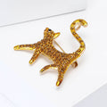 Long Tail Crystal Cat Brooch in Gold or Deep Blue Enamel view 3