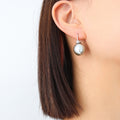 Large Round Faux Pearl Drop Earrings Gold Steel Tone view 6