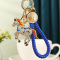 Jeweled Winged and Standing Horse Keychains with Red Fortune Straps view 1