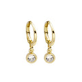 Round Gem Drop Huggie Hoop Earrings Gold Silver Metal view 5