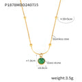 Gold Herringbone Chain And Green Glass Stone Pendant Necklaces view 7