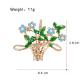 Flower Basket Enamel Pearl Look Metal Brooch Pin for Jackets and Lapels view 2