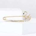 Swan Safety Pin Brooch With Decorative Crystal And Enamel Details view 2