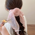 Sheer Rose Flower Scarf Ties White Floral Pink Polka Two view 3