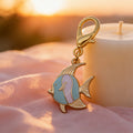 Gold Mint Purple Enamel Angelfish Lobster Clasp Charm view 3