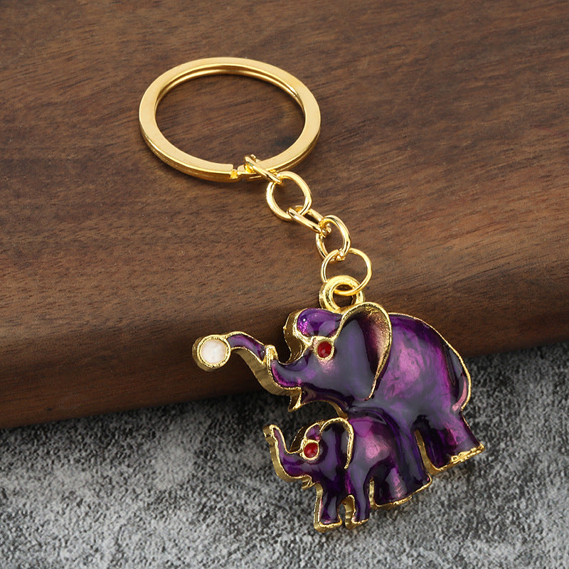 3D Elephant Enamel Metal Keychain for Car Keys and Bag Pendant