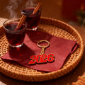 Red Enamel 2026 Number Keychain Gold Split Ring Chain view 4