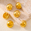 Polished Dome Hemisphere Stud Earrings Gold Steel Tone view 2