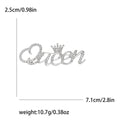 Crowned Queen Script Rhinestone Brooch in Two Finishes view 6