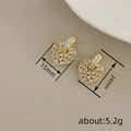 Gold Tone Heart Stone Hoop Drop Earrings with Clear Stone Accents view 4