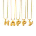 Gold Balloon Letter Pendant Necklaces Copper Initial Charms A-Z view 5