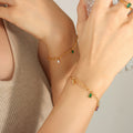 Gold Heart Link Bracelet Multicolor Baguette Zircon Charms view 3